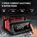 HTRC portátil 30A coche motocicleta cargador de batería 12V 24V automático para plomo ácido arranque parada y reparación DIY para camión